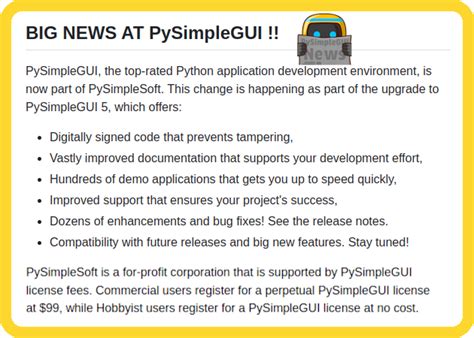 PySimpleGUI – Python GUIs for Humans.